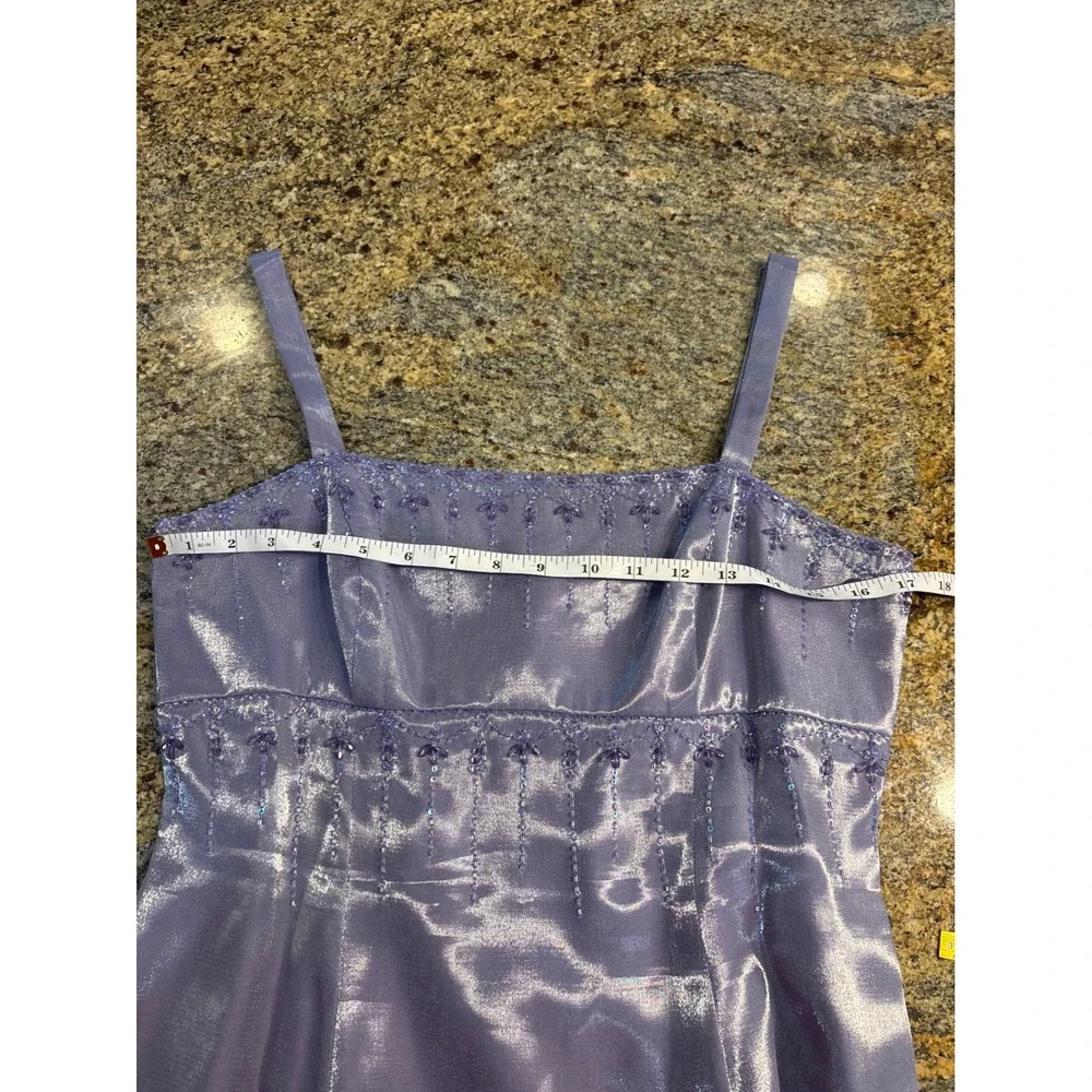 (READ) Alex Evenings 10P Lavender Shimmer Beaded Maxi Dress & Sheer Jacket Set